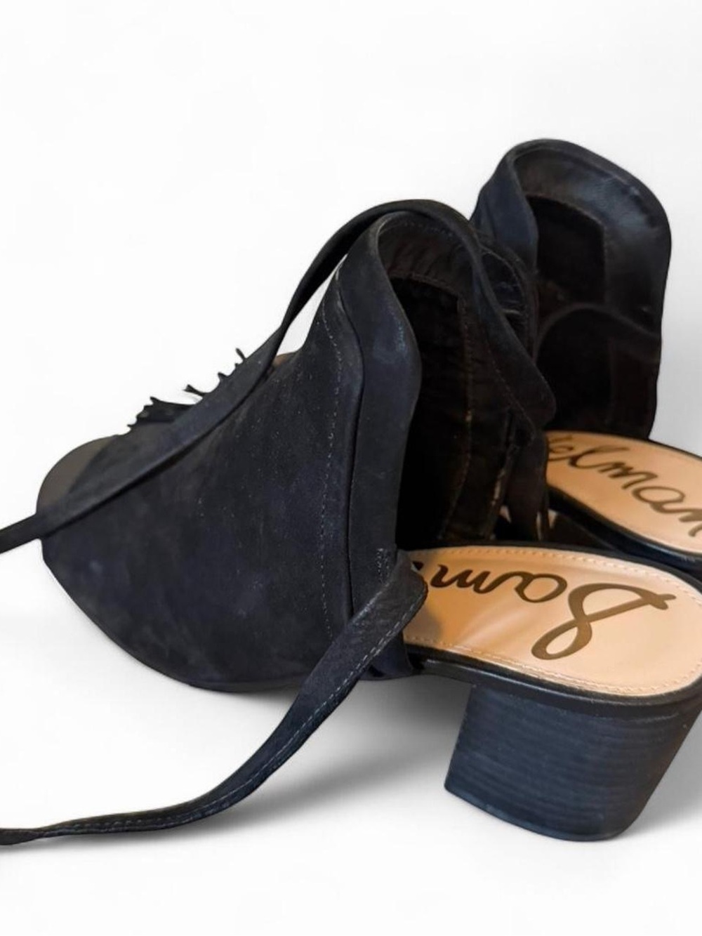 Sam Edelman Black Suede Block Heel Mules